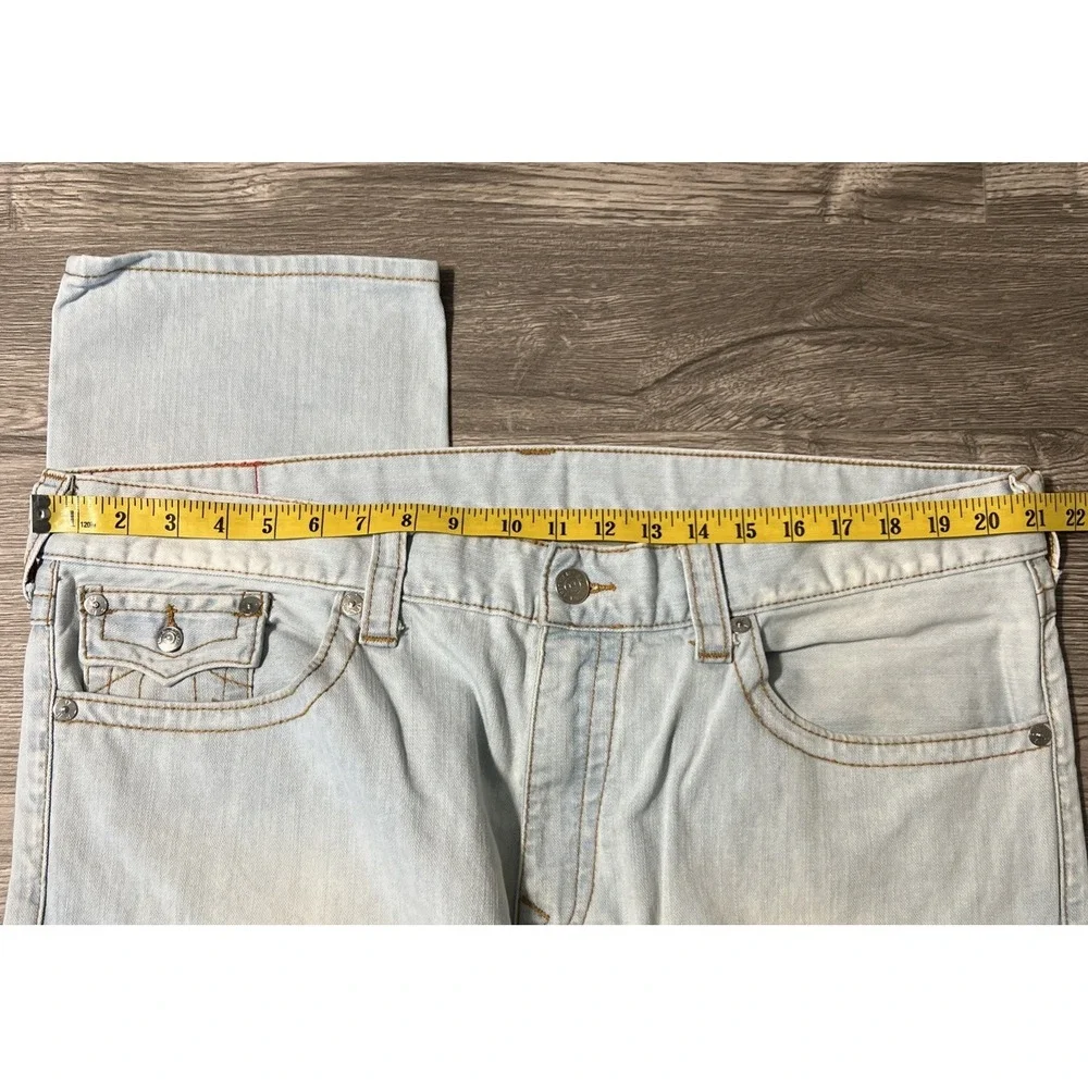 True Religion World Tour Light Wash Men's Skinny Flap Blue Jeans Size 40 (42x34)